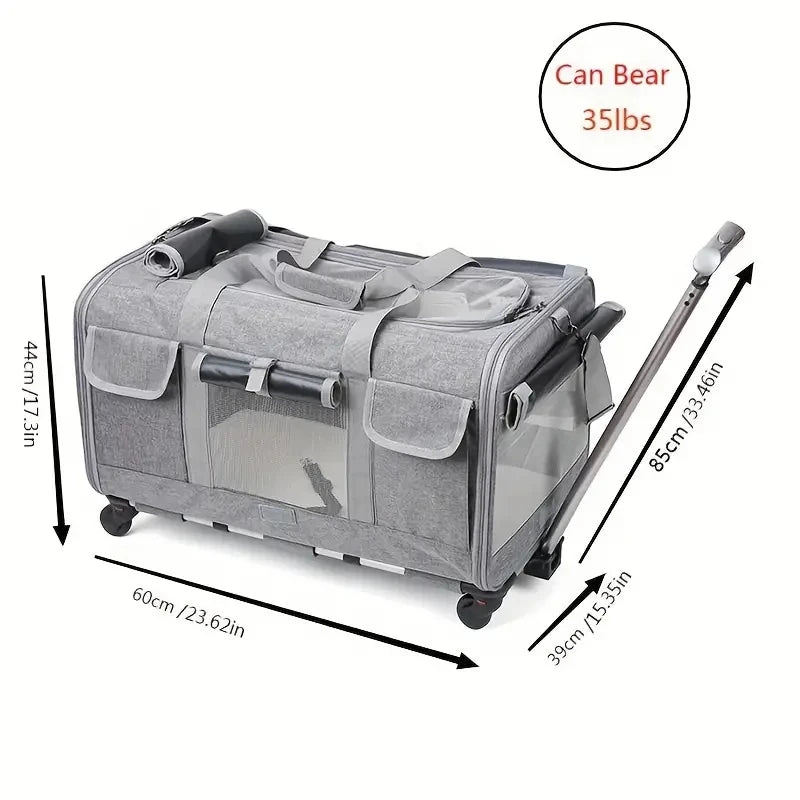 Sac de Transport à Roulettes pour Chat Extra-large Pliant