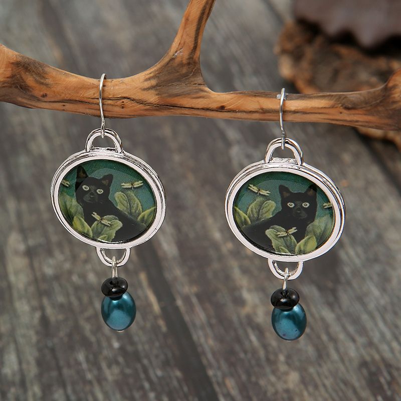 Boucles d'Oreilles Chat Noir