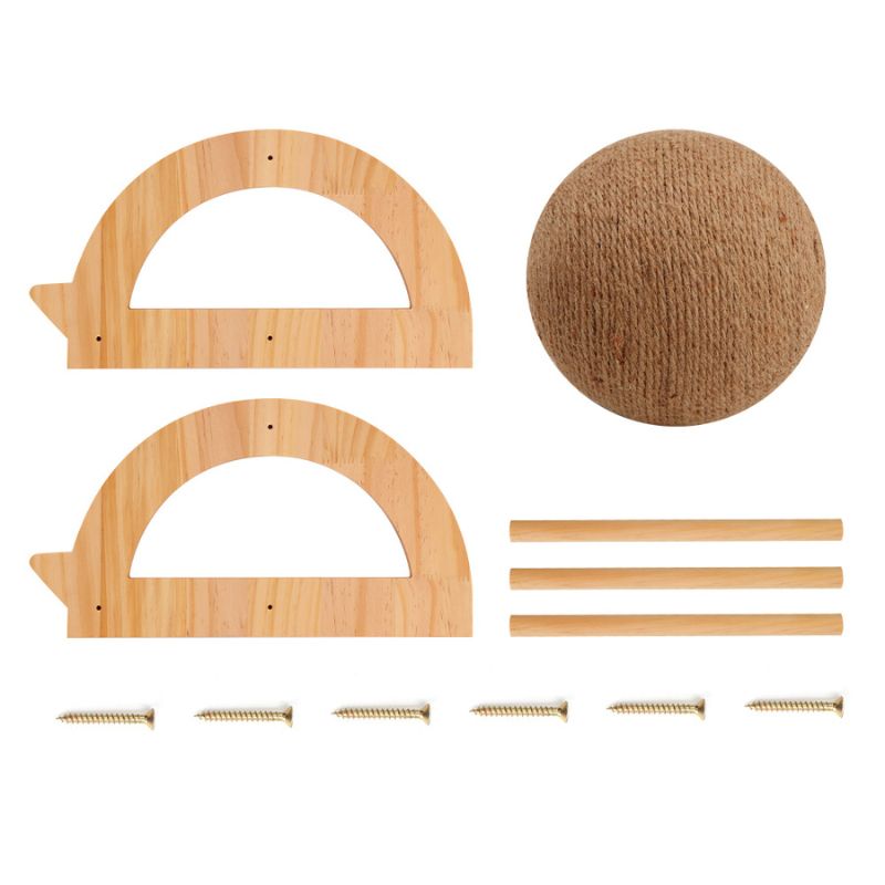 Boule griffoir en sisal sur demi-cercle en bois