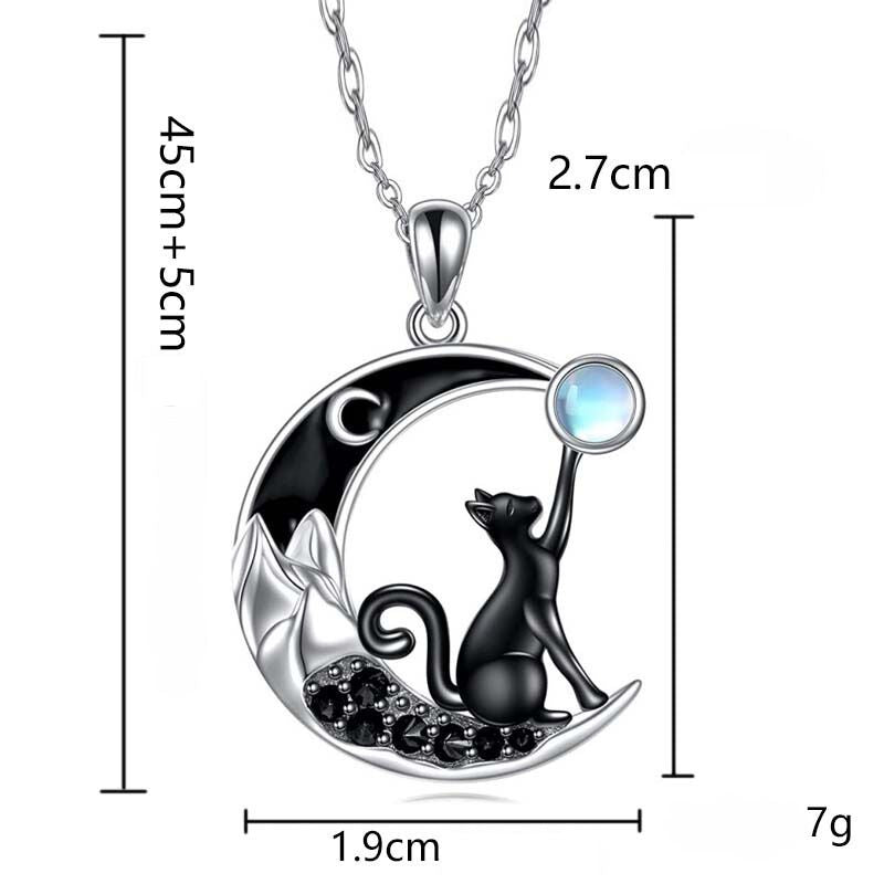 Collier Pendentif Chat Croissant de Lune