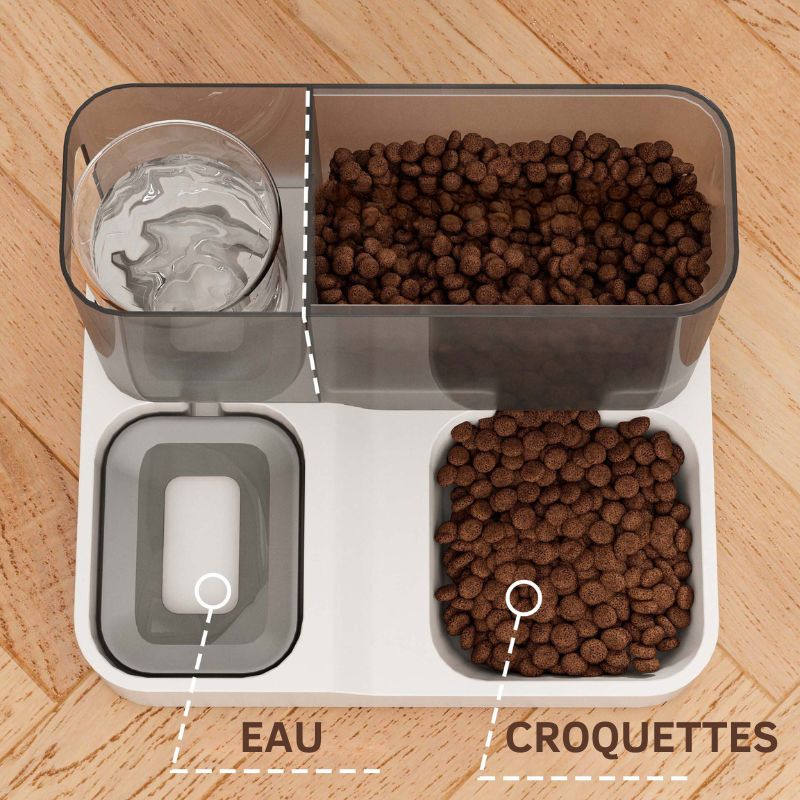 Compartiments sec et humide séparés pour conserver la fraîcheur des croquettes
