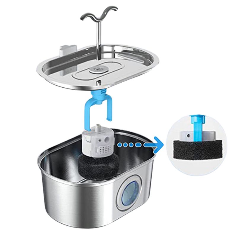 Fontaine à Eau pour Chat Inox 2 Robinets