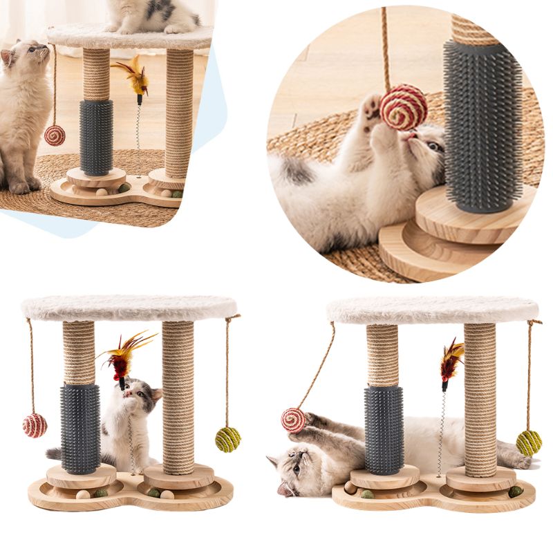 Arbre A Chat en Bois Avec Jeux et Griffoir