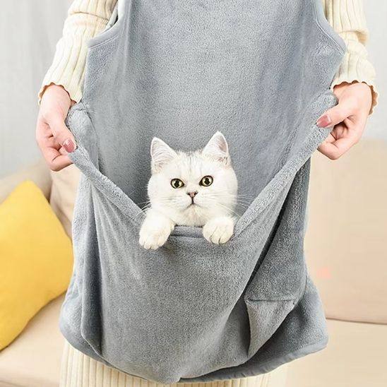 Sac Kangourou pour chat anti-poil vue panoramique