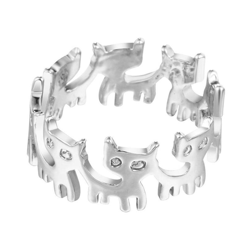 Bague Avec Chat Plaqué Argent