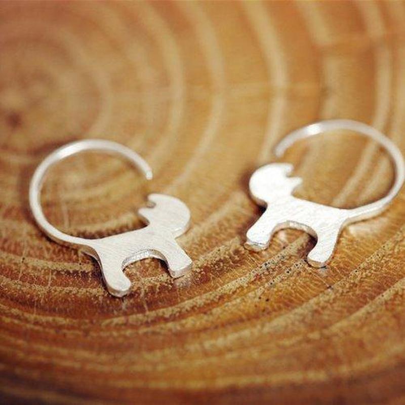 Boucle d'Oreilles Chat Argent