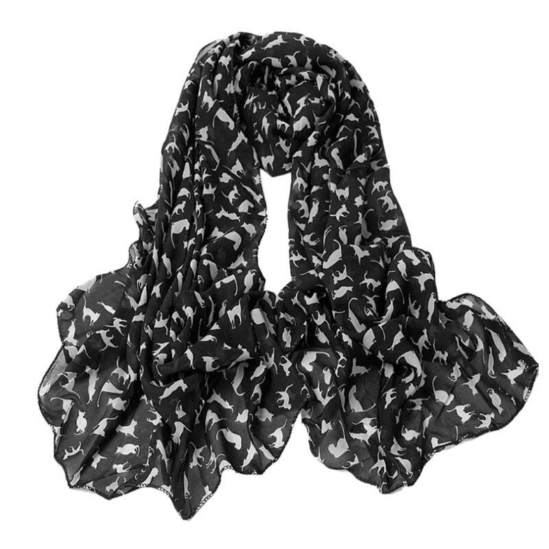 Foulard Femme Motif Chat Noir