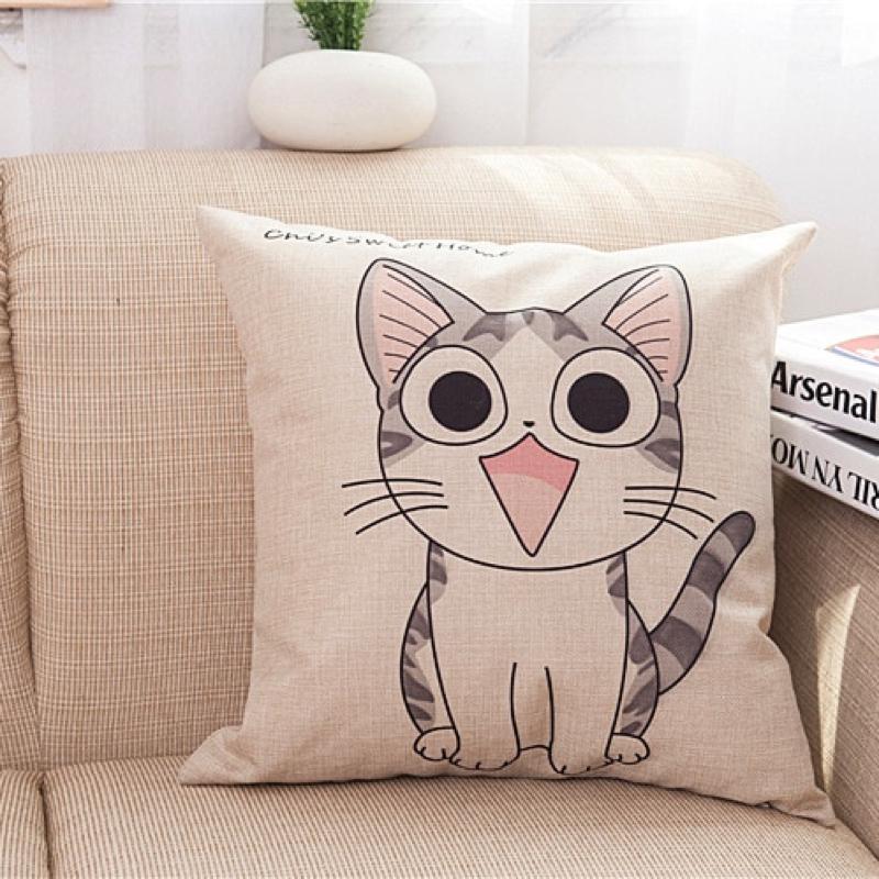 Housse de Coussin Chaton Heureux
