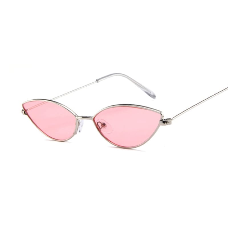 Lunette de Soleil Oeil de Chat en Argent Verre Rose