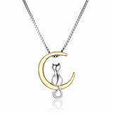 Pendentif Chat Lune Or
