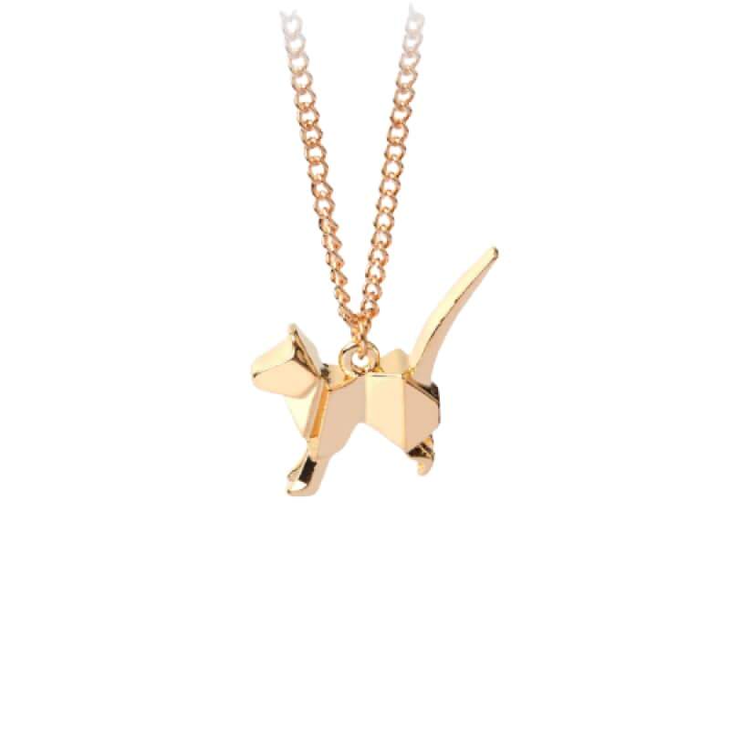 Pendentif Chat Origami Plaqué Or