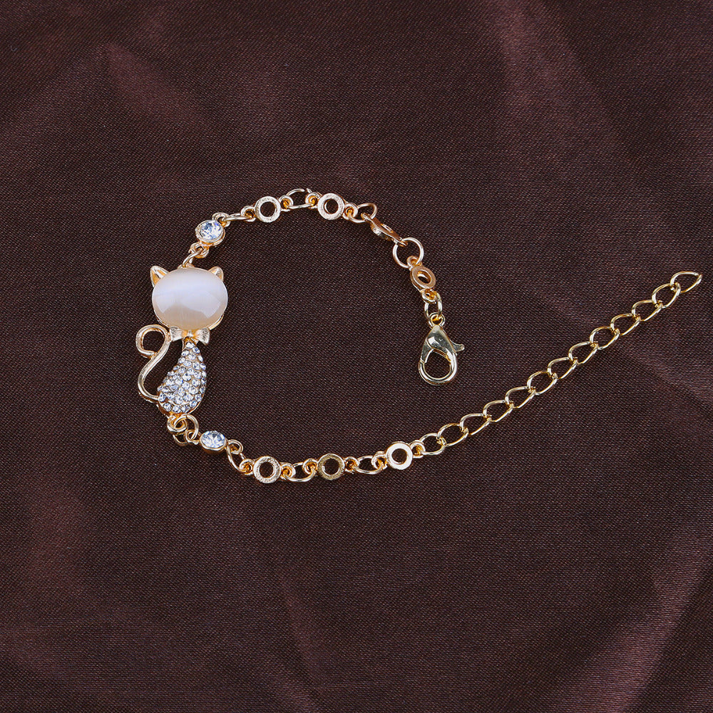 Bracelet chat en alliage rose