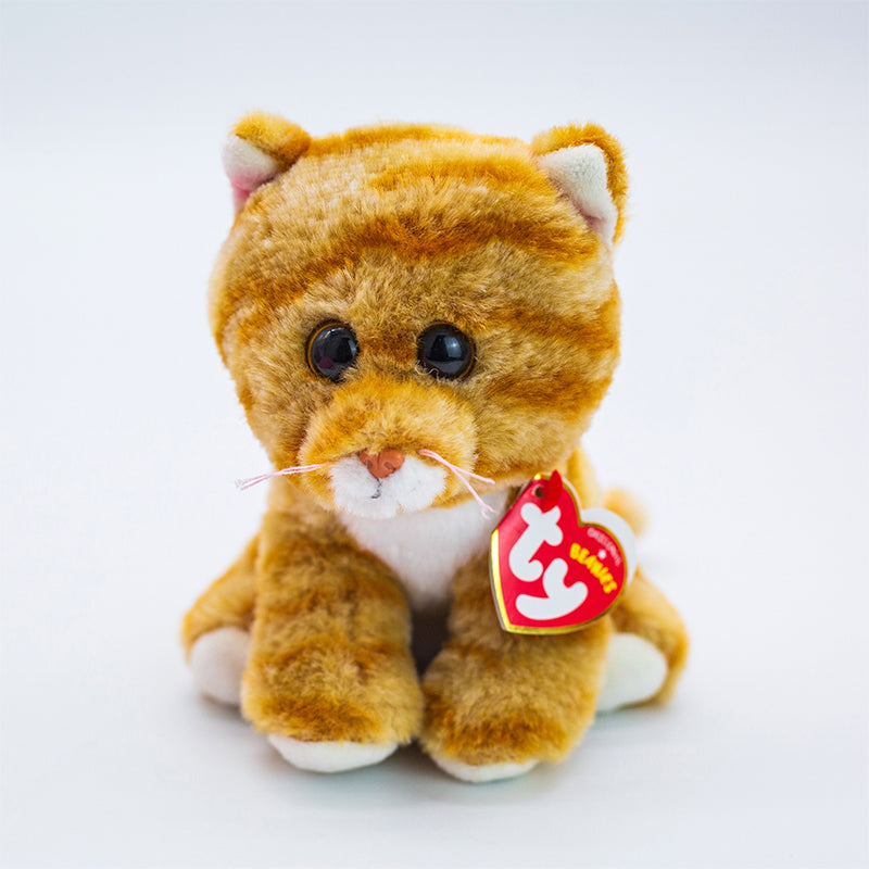 Peluche chat roux avec grands yeux