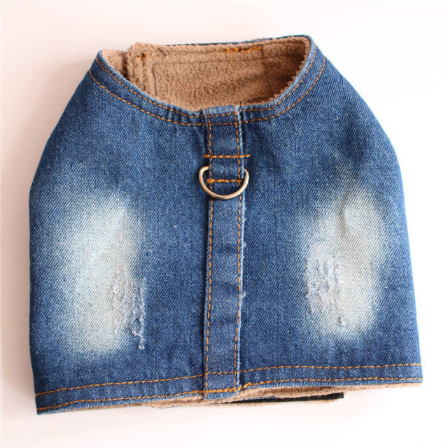 Harnais pour chat en denim