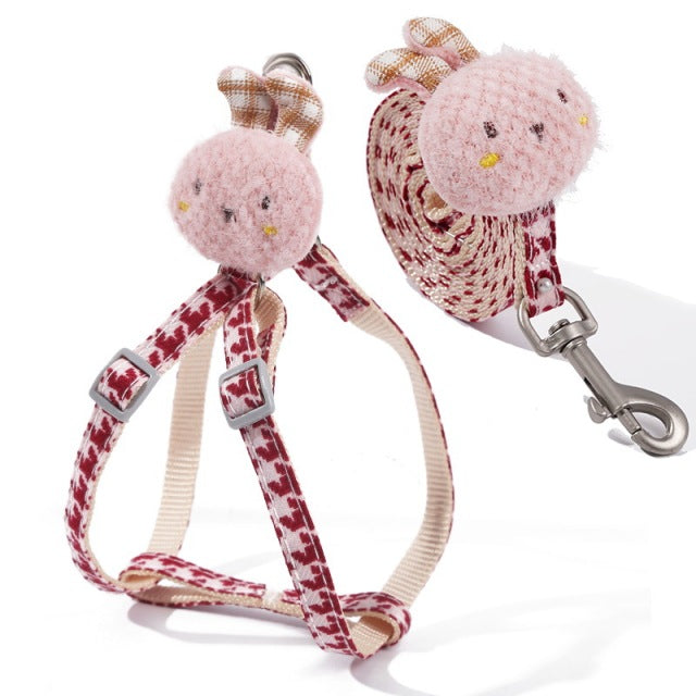 Harnais pour chat avec peluche lapin