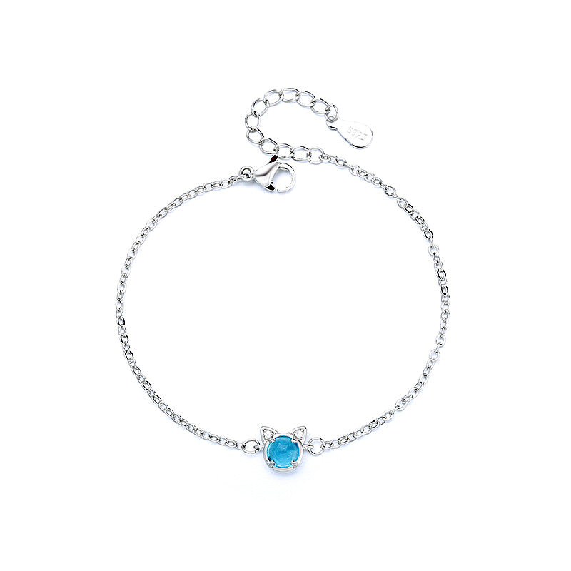 Bracelet chat avec perle bleu