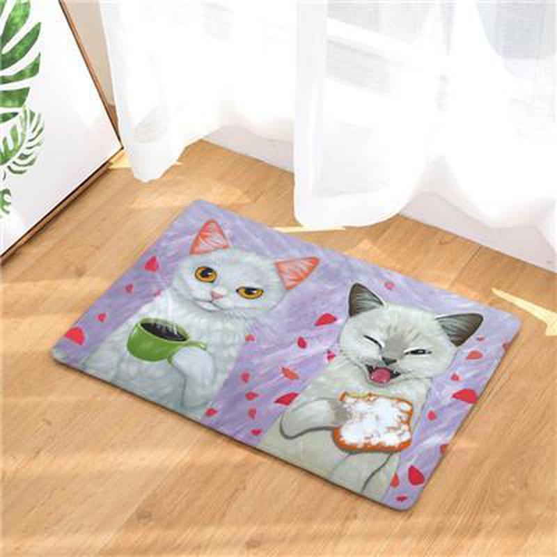 Tapis de Sol Motif Chat Blancs Ptit Déj'
