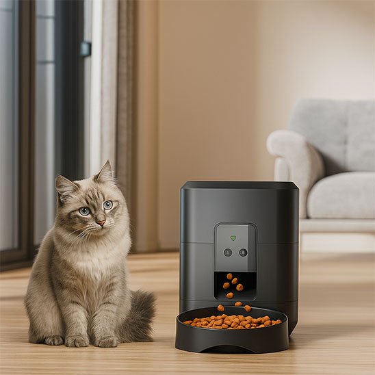 Distributeur de croquettes pour chat noir