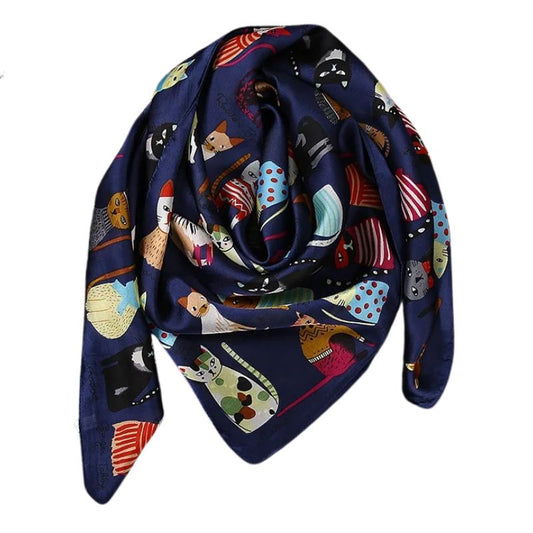Hat To Socks Foulard En Mousseline De Satin Motif Chaton Et Patte De Chat - Doux Et Élégant