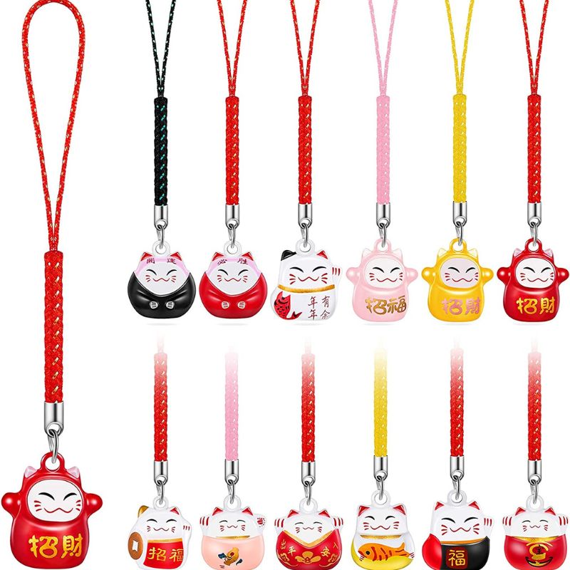 Lot 12 Porte-clés Pendentif Maneki Neko