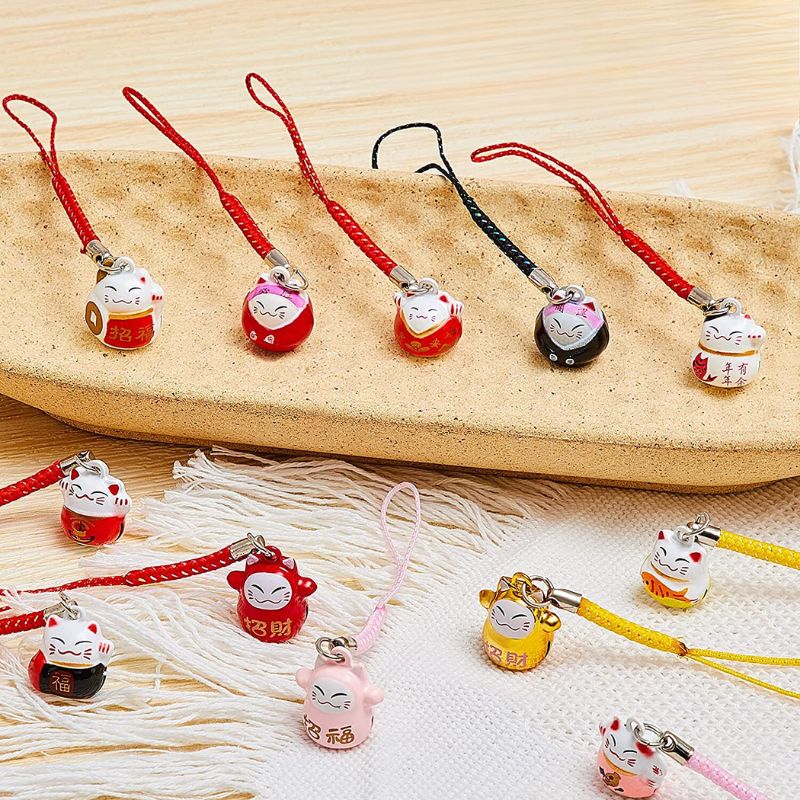 Lot 12 Porte-clés Pendentif Maneki Neko