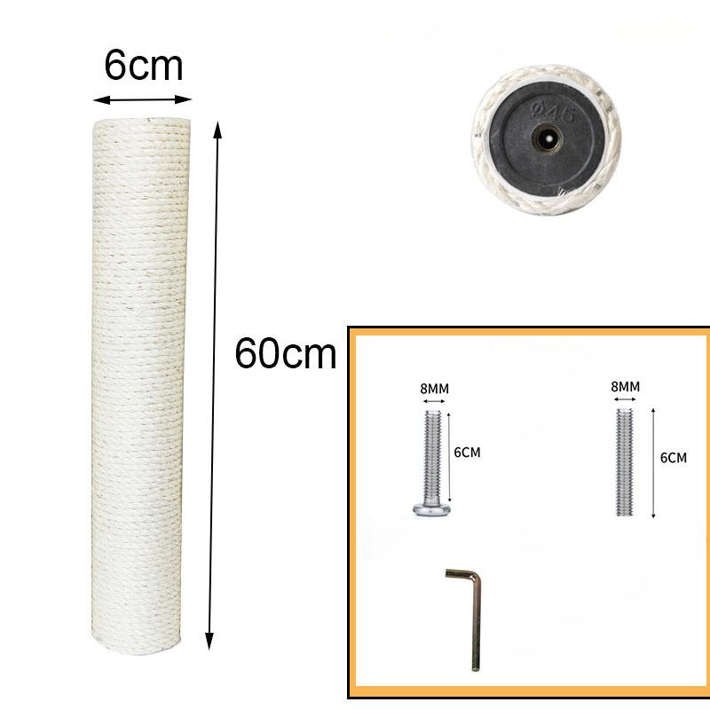 Poteau en sisal blanc pour arbre à chat diamètre 6 cm