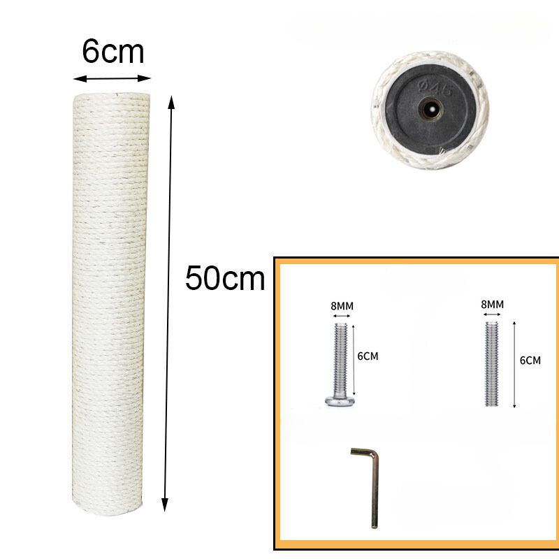 Poteau en sisal blanc pour arbre à chat diamètre 6 cm
