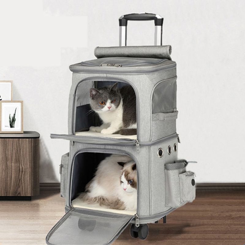 Sac de Transport à Roulettes pour 2 Chats