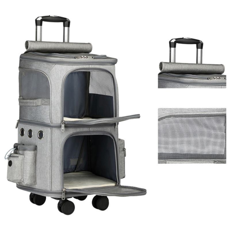 Sac de Transport à Roulettes pour 2 Chats