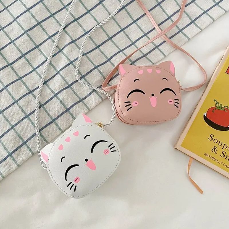 Sac à Bandoulière Pour Enfant Forme Chat - En PU, Dimensions 56x11x4 Cm, Rangement Petits Objets