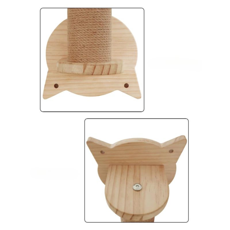 Tour murale griffoir en bois et sisal design tête de chat