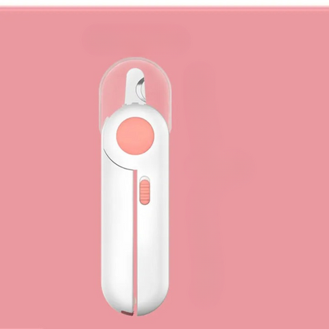 Coupe Griffes pour Chat Électrique à LED avec Miroir Grossissant sur fond rose