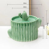 Fontaine à Eau Chat au Design de Cactus en Céramique