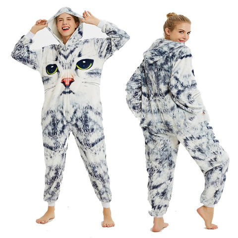 Pyjama combinaison chat femme dye