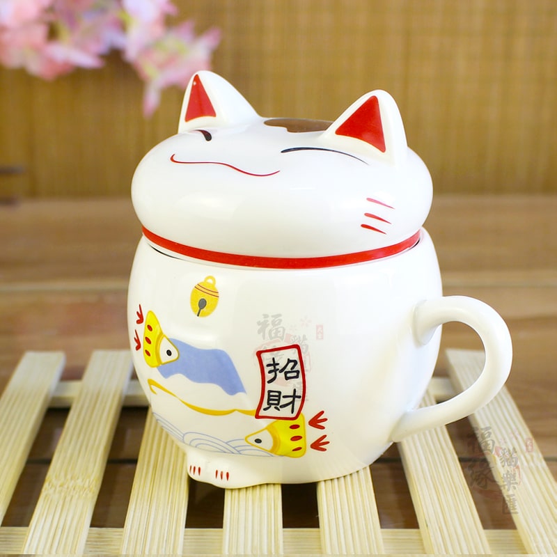 Maneki_neko_Mug Chat de la Fortune avec couvercle
