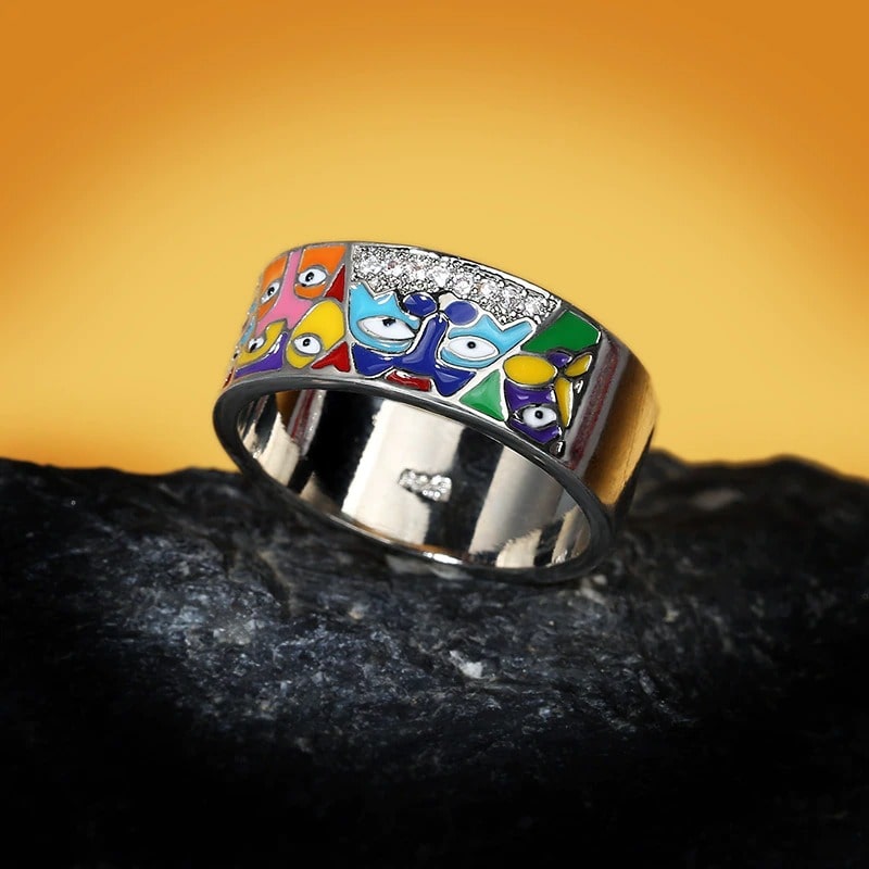 Bague Chat Argent Coloré