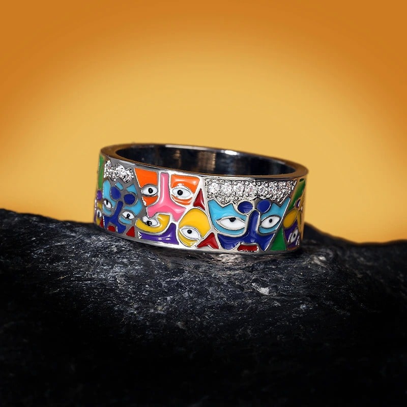 Bague Chat Argent Coloré