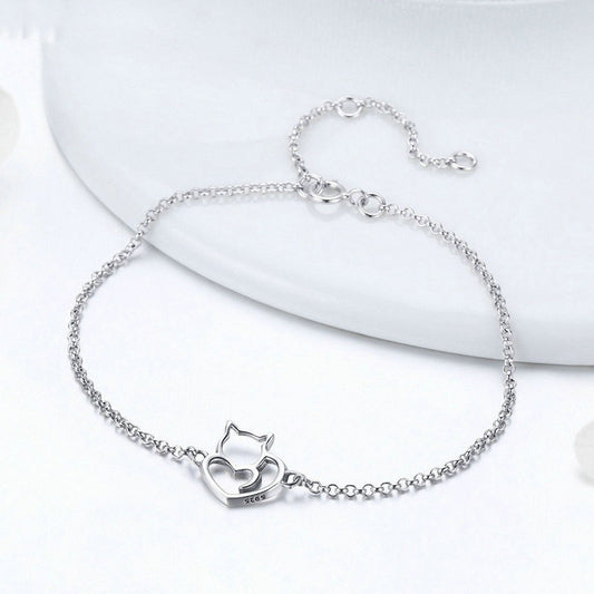 Bracelet chat en argent sterling 925