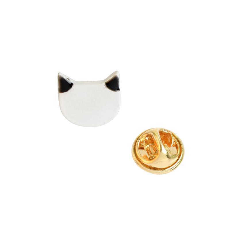 Broche Tête de Chat Chat Blanc/Noir