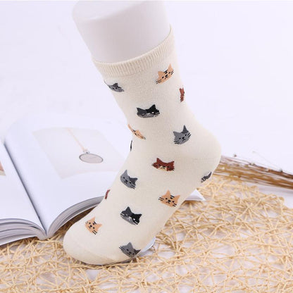 Chaussettes Chat Femme Beige