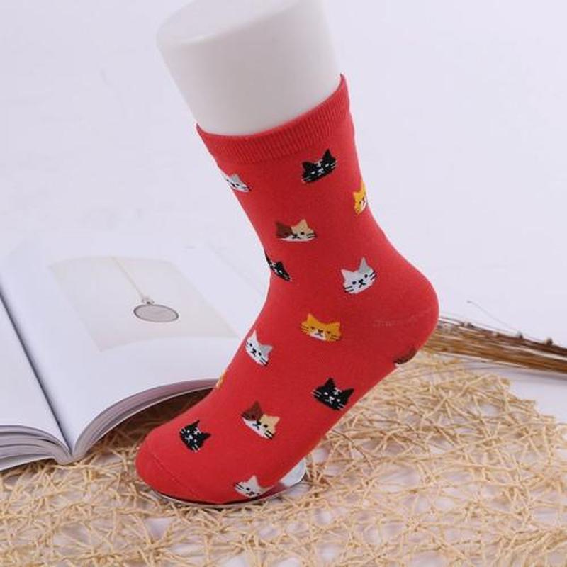 Chaussettes Chat Femme Rouge Vif