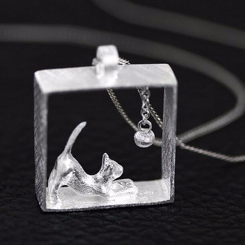 Collier Pendentif Chat Argent