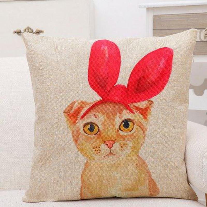 Housse de Coussin Chat Chat Serre-tête