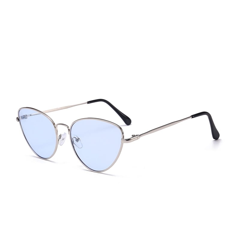 Lunette de Soleil Chat Argent Verre Bleu