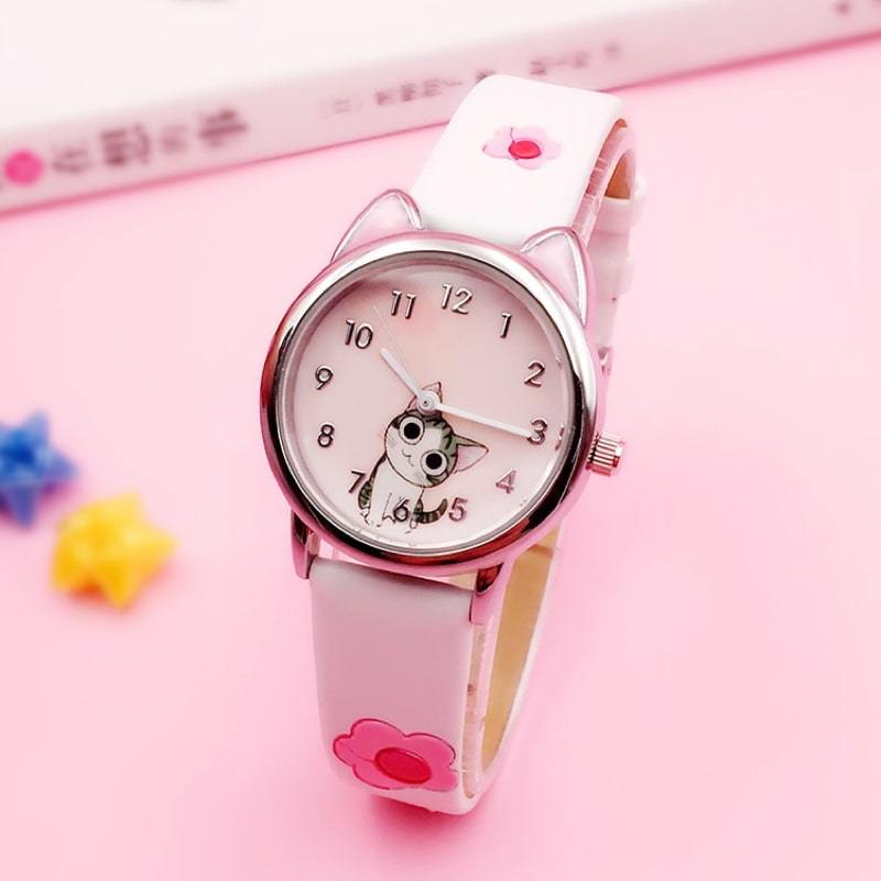 Montre Chat Blanche Pour Fille