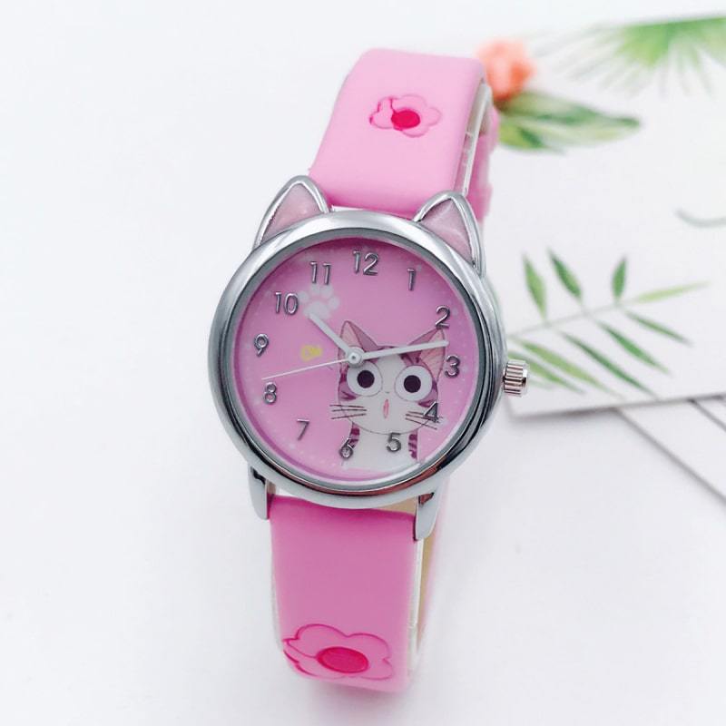 Montre Chat Rose Pour Fille