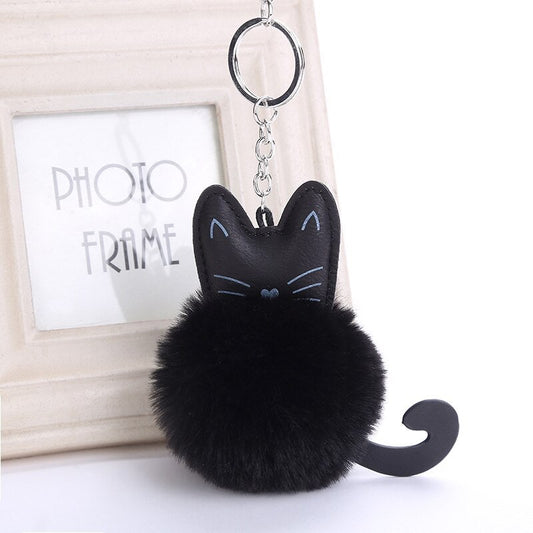 Porte-Clés Chat Pompom Noir