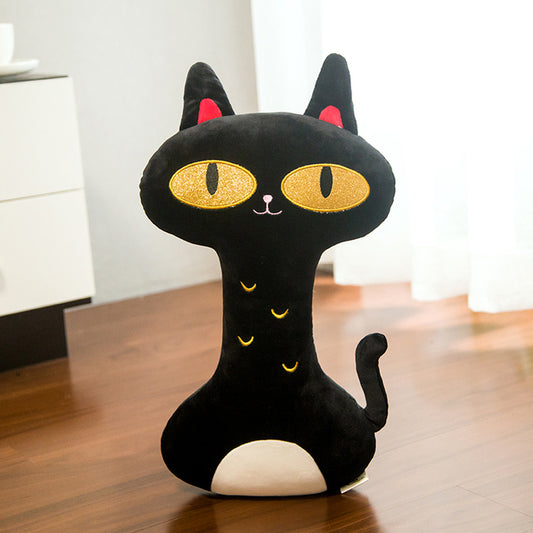 Peluche chat noir avec yeux dorés