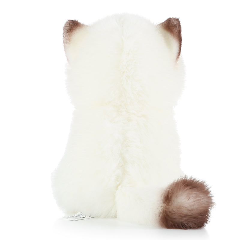 Peluche chat blanc siamois