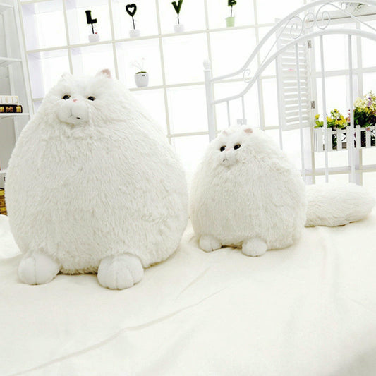 Peluche chat blanc super rond